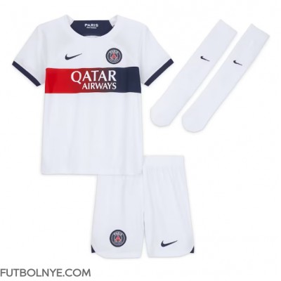 Camiseta Paris Saint-Germain Kylian Mbappe #7 Visitante Equipación para niños 2023-24 manga corta (+ pantalones cortos)